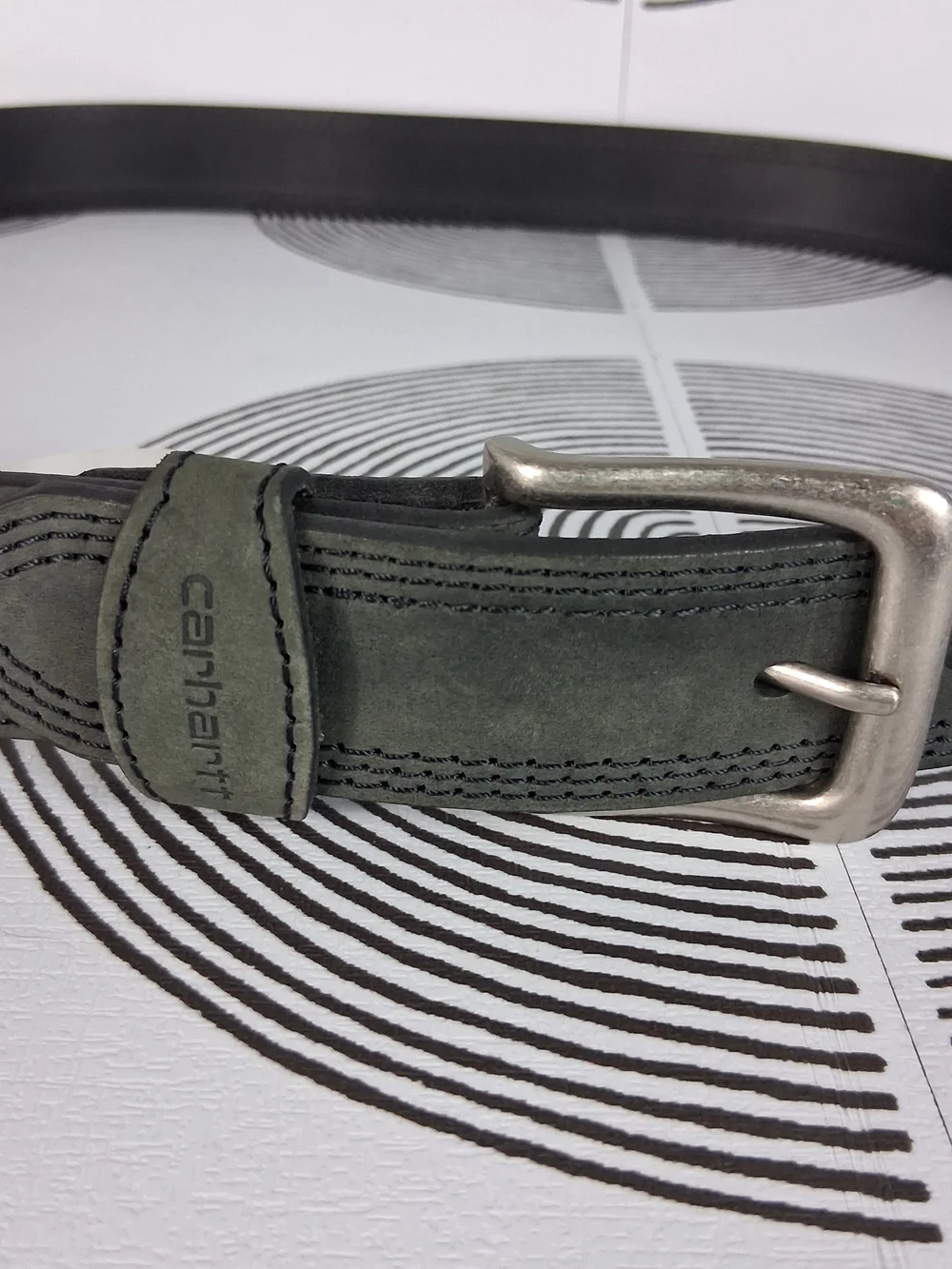 Carhartt Men's Size 46 Black Triple Stitch Rugged Top Grain Leather Work Belt
